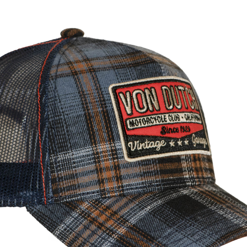 Casquette baseball  à carreaux avec patch | Von Dutch
