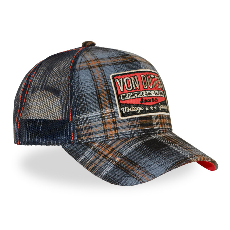 Casquette baseball  à carreaux avec patch | Von Dutch