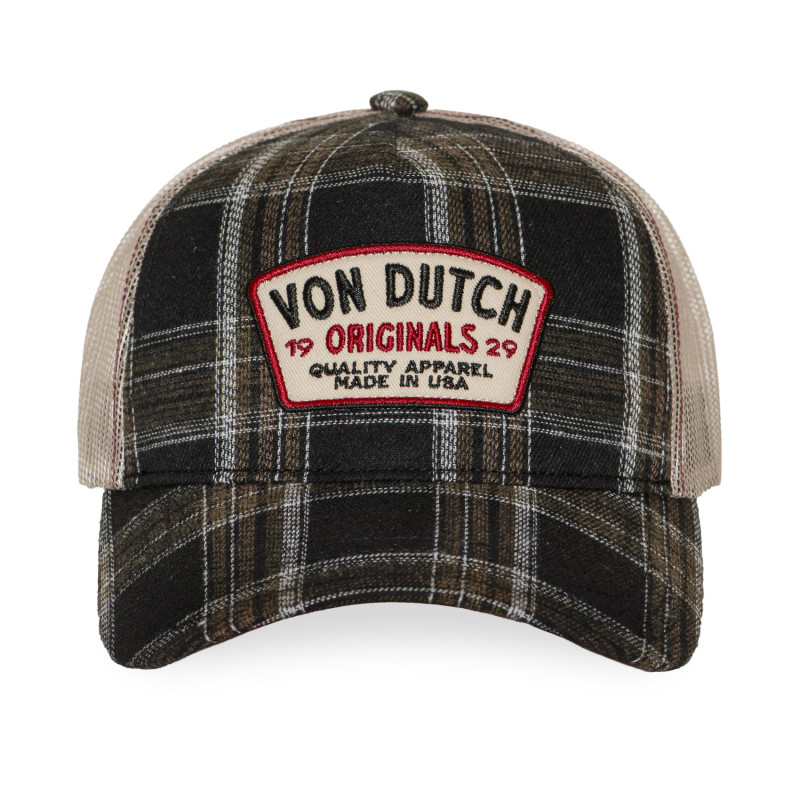 Casquette baseball  à carreaux avec filet et patch | Von Dutch