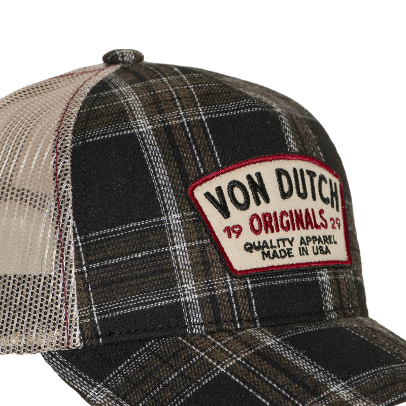Casquette baseball  à carreaux avec filet et patch | Von Dutch