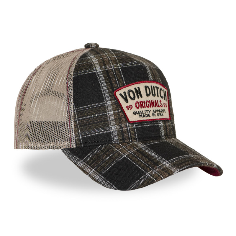 Casquette baseball  à carreaux avec filet et patch | Von Dutch