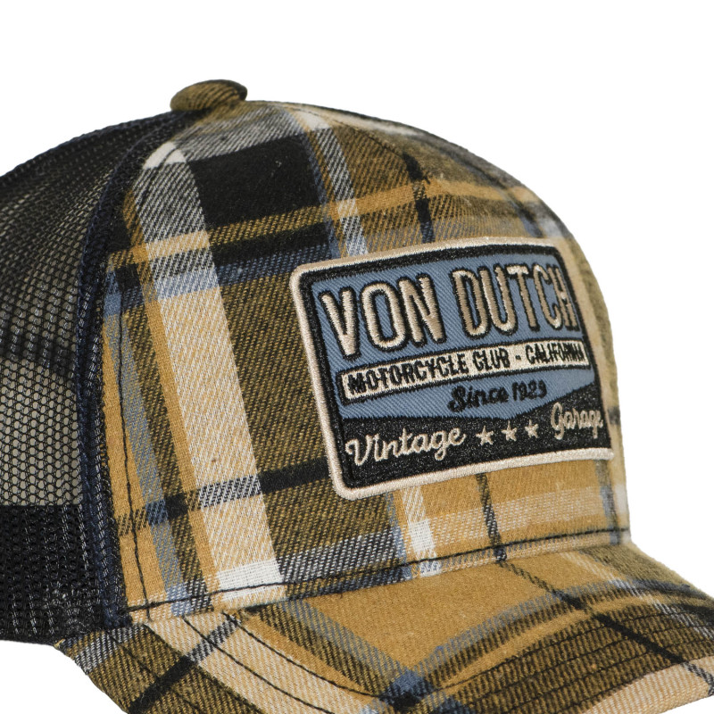 Casquette baseball  à carreaux avec filet et patch | Von Dutch