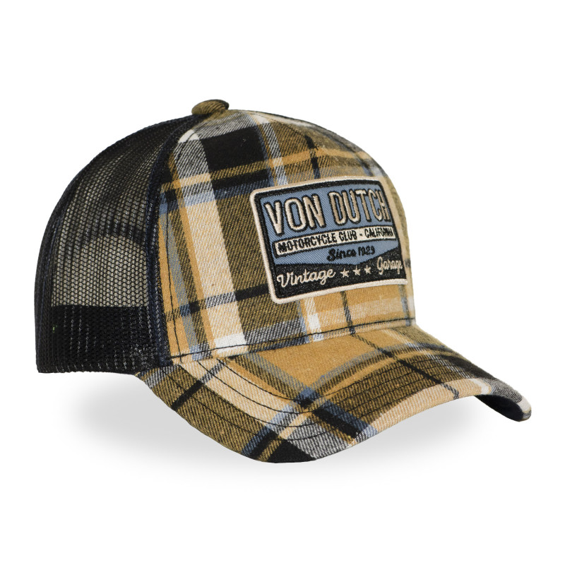 Casquette baseball  à carreaux avec filet et patch | Von Dutch