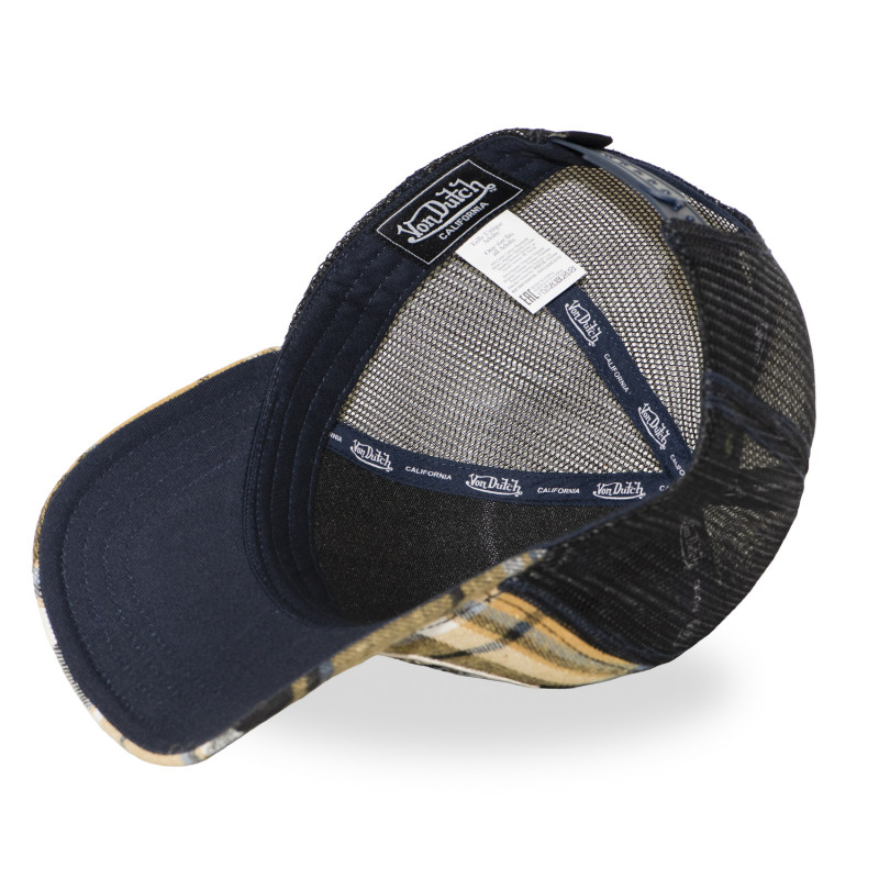 Casquette baseball  à carreaux avec filet et patch | Von Dutch