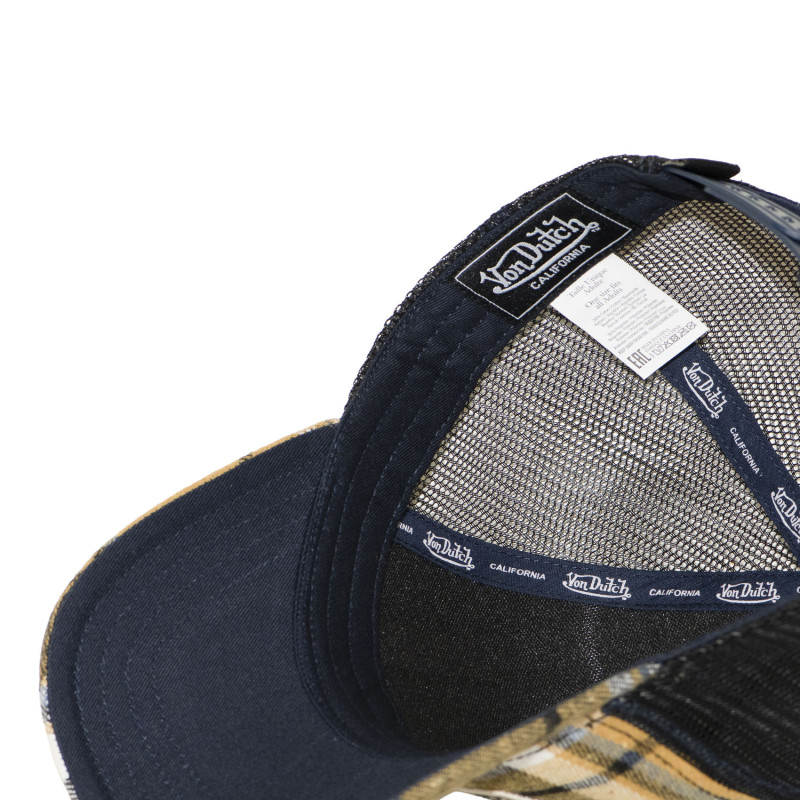 Casquette baseball  à carreaux avec filet et patch | Von Dutch