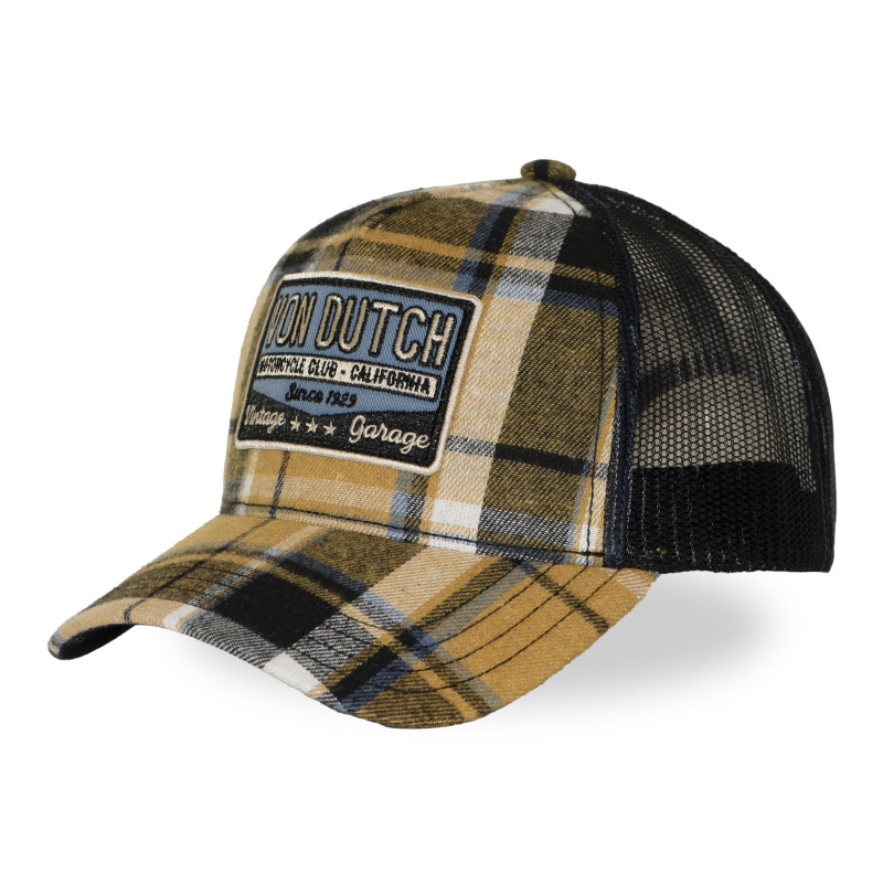 Casquette baseball  à carreaux avec filet et patch | Von Dutch