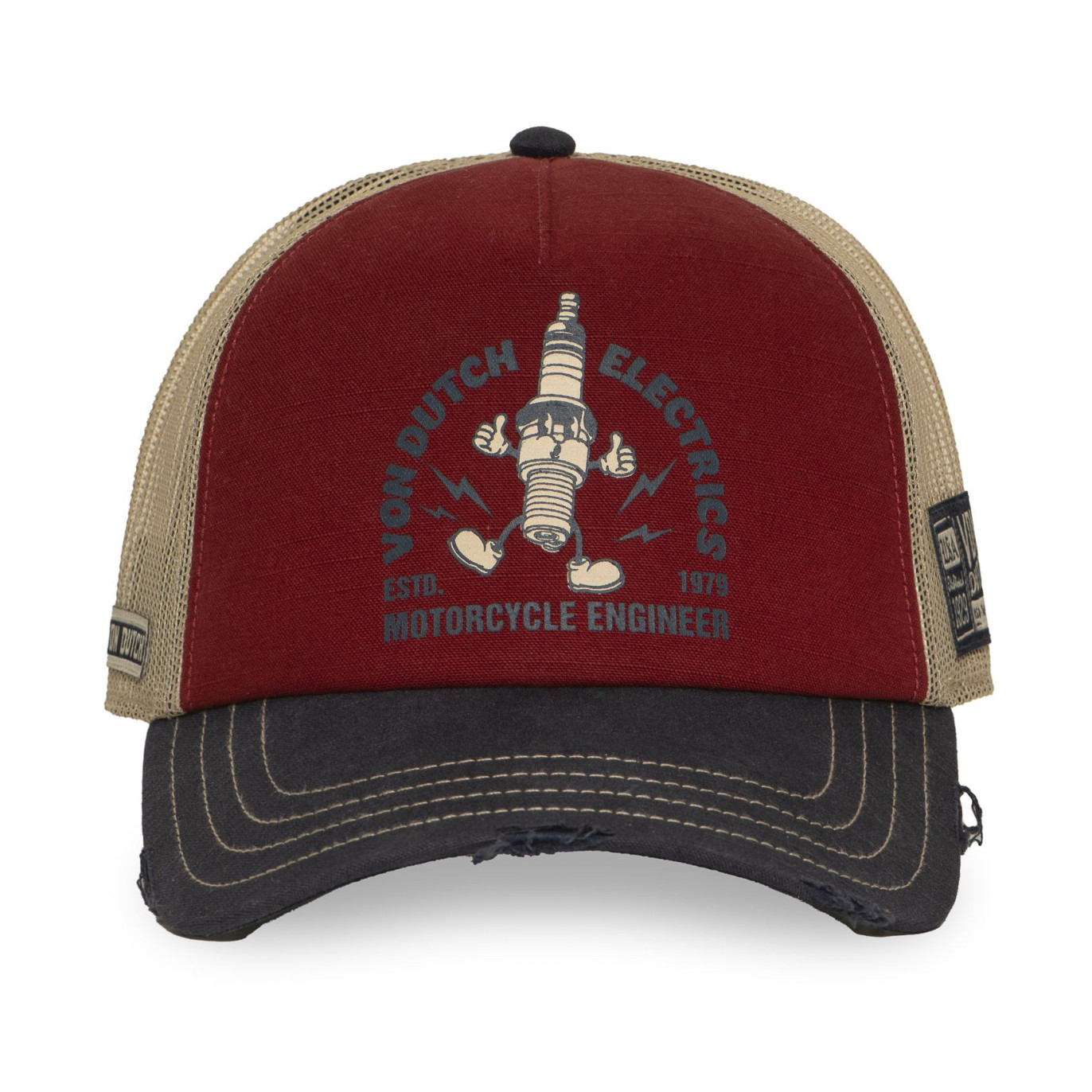 Casquette trucker filet effet usé avec print Crew Electrics