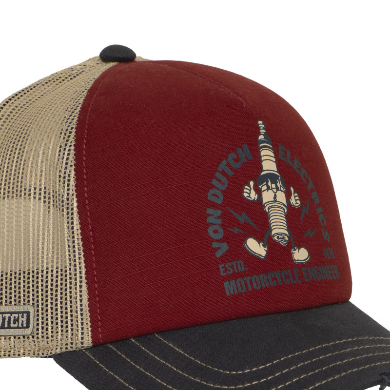 Casquette trucker filet effet usé avec print Crew Electrics | Von Dutch