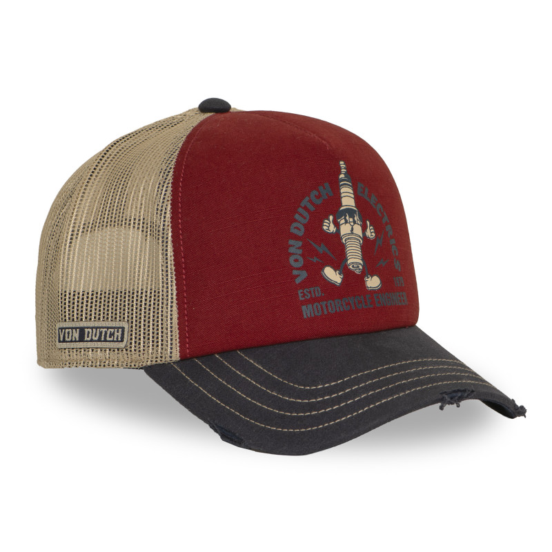 Casquette trucker filet effet usé avec print Crew Electrics | Von Dutch