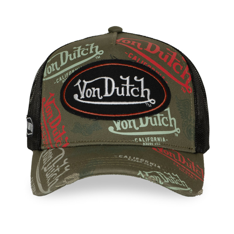 Casquette trucker effet usé avec patch et print Café | VonDutch