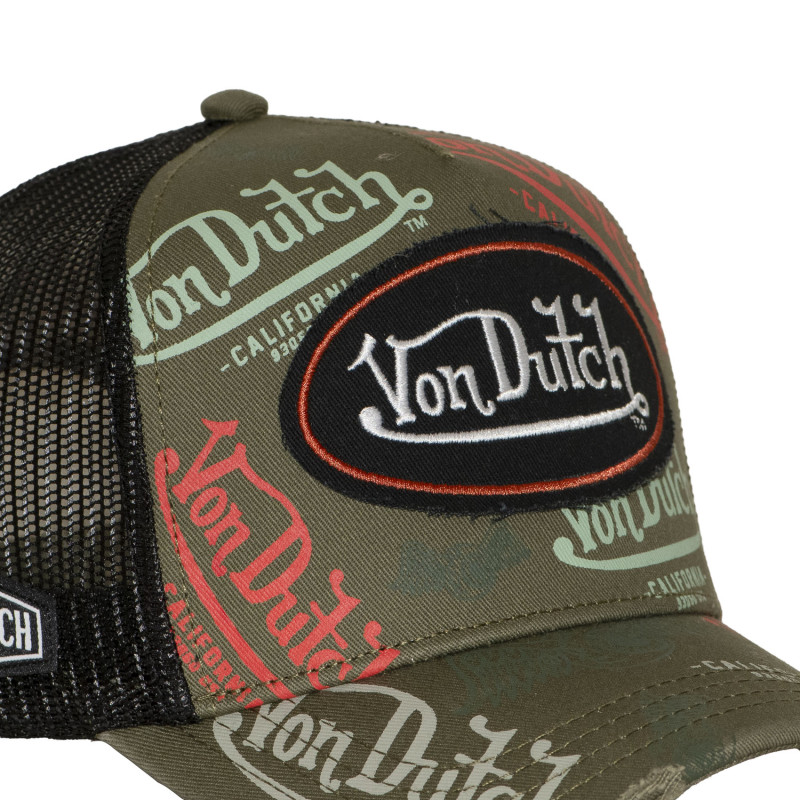 Casquette trucker effet usé avec patch et print Café | VonDutch