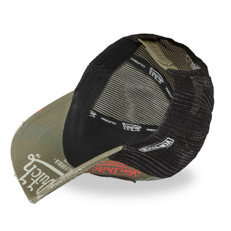 Casquette trucker effet usé avec patch et print Café | VonDutch