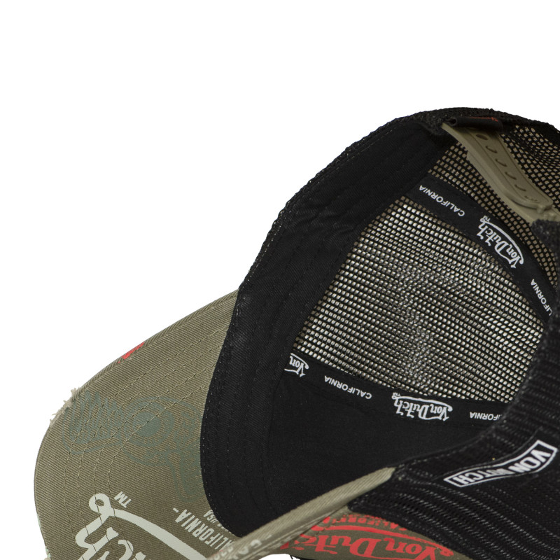 Casquette trucker effet usé avec patch et print Café | VonDutch