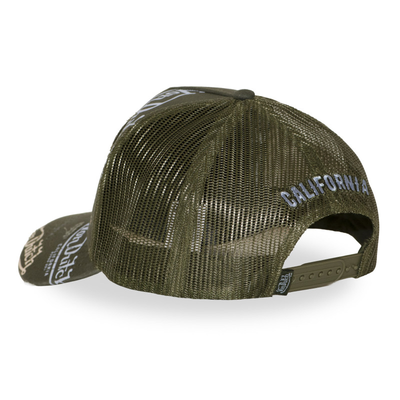 Casquette trucker effet usé avec patch et print Café Olive | VonDutch