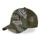 Casquette trucker effet usé avec patch et print Café Olive | VonDutch