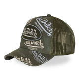 Casquette trucker effet usé avec patch et print Café Olive | VonDutch