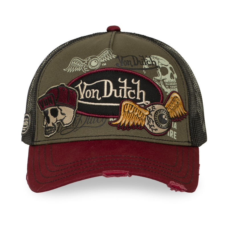 Casquette trucker filet effet usé avec patch et print | VonDutch