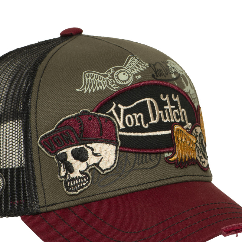 Casquette trucker filet effet usé avec patch et print | VonDutch