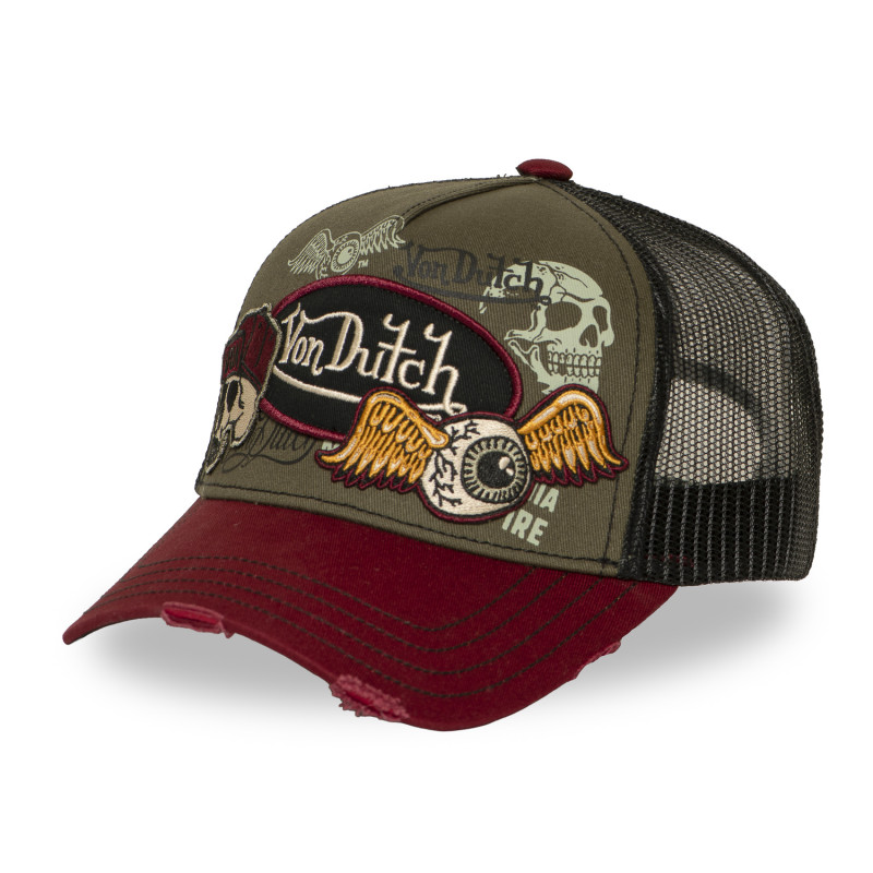 Casquette trucker filet effet usé avec patch et print | VonDutch