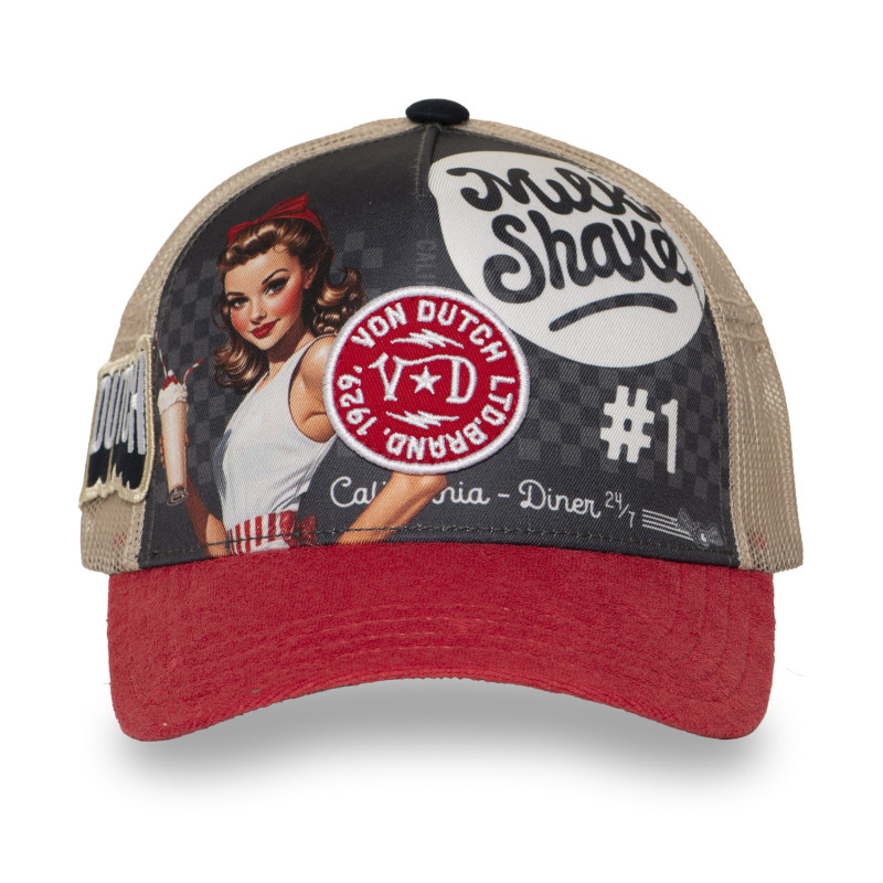 Casquette trucker filet avec print et patch Subl Pinup Milk | VonDutch