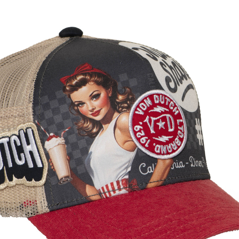 Casquette trucker filet avec print et patch Subl Pinup Milk | VonDutch