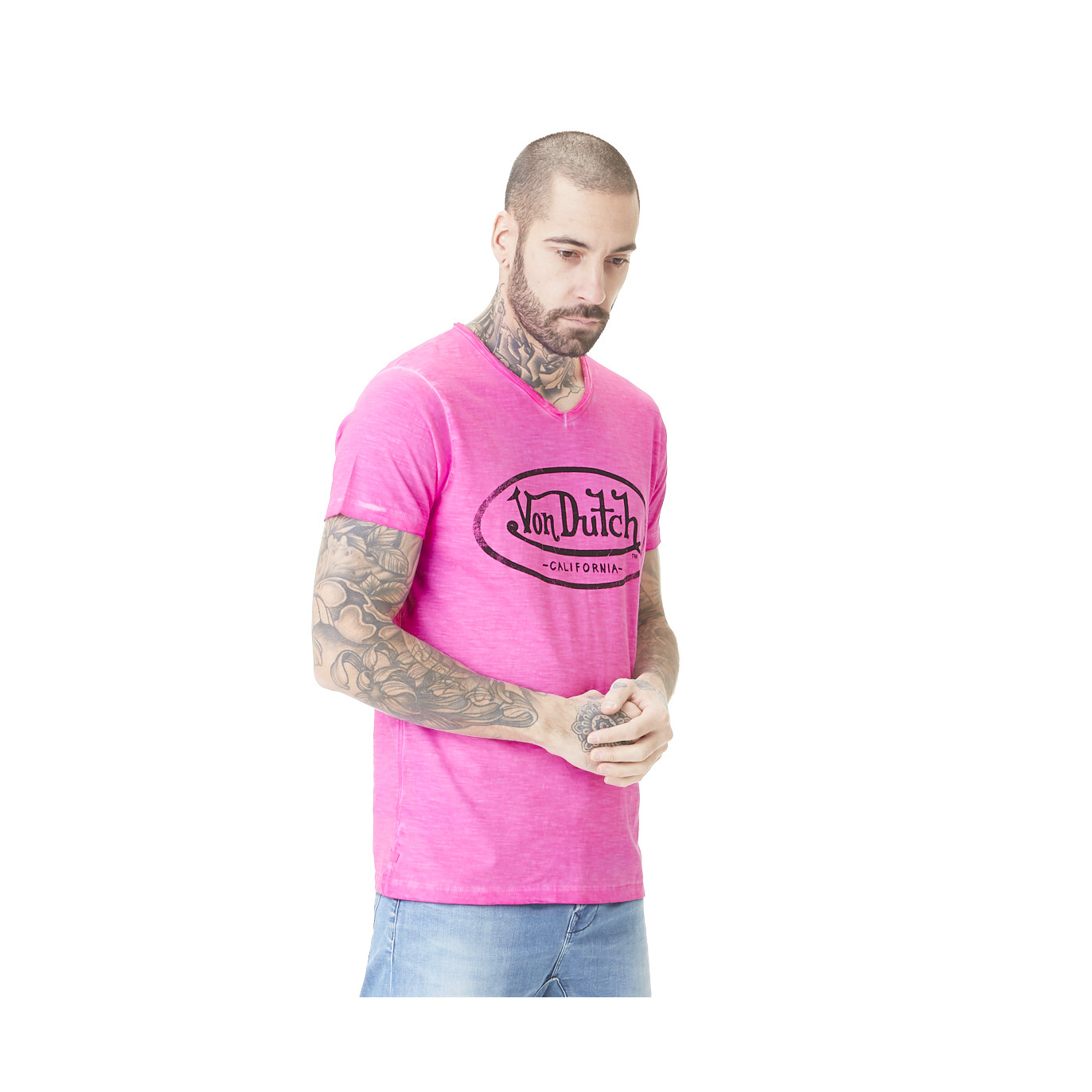 T-shirt homme col V Neon Pink | Homme - Vondutch