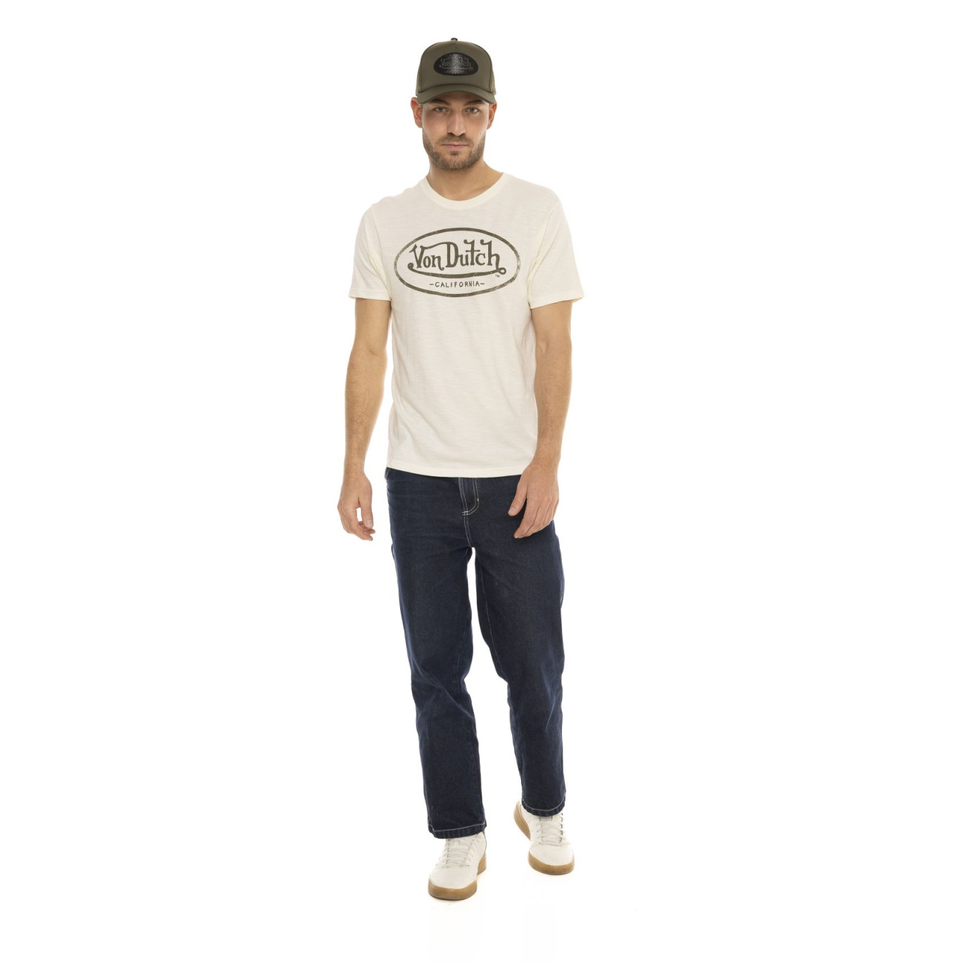 Tee Shirt Blanc coupe Régular Col rond effet Flammé BRAD | Homme - Vondutch