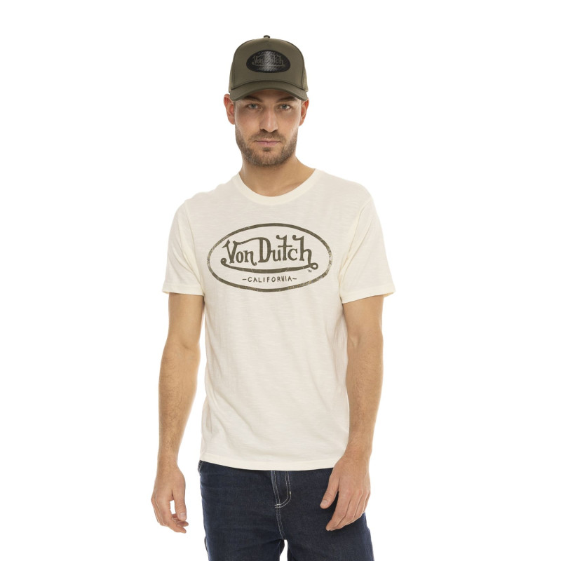 Tee Shirt Blanc coupe Régular Col rond effet Flammé BRAD | Homme - Vondutch
