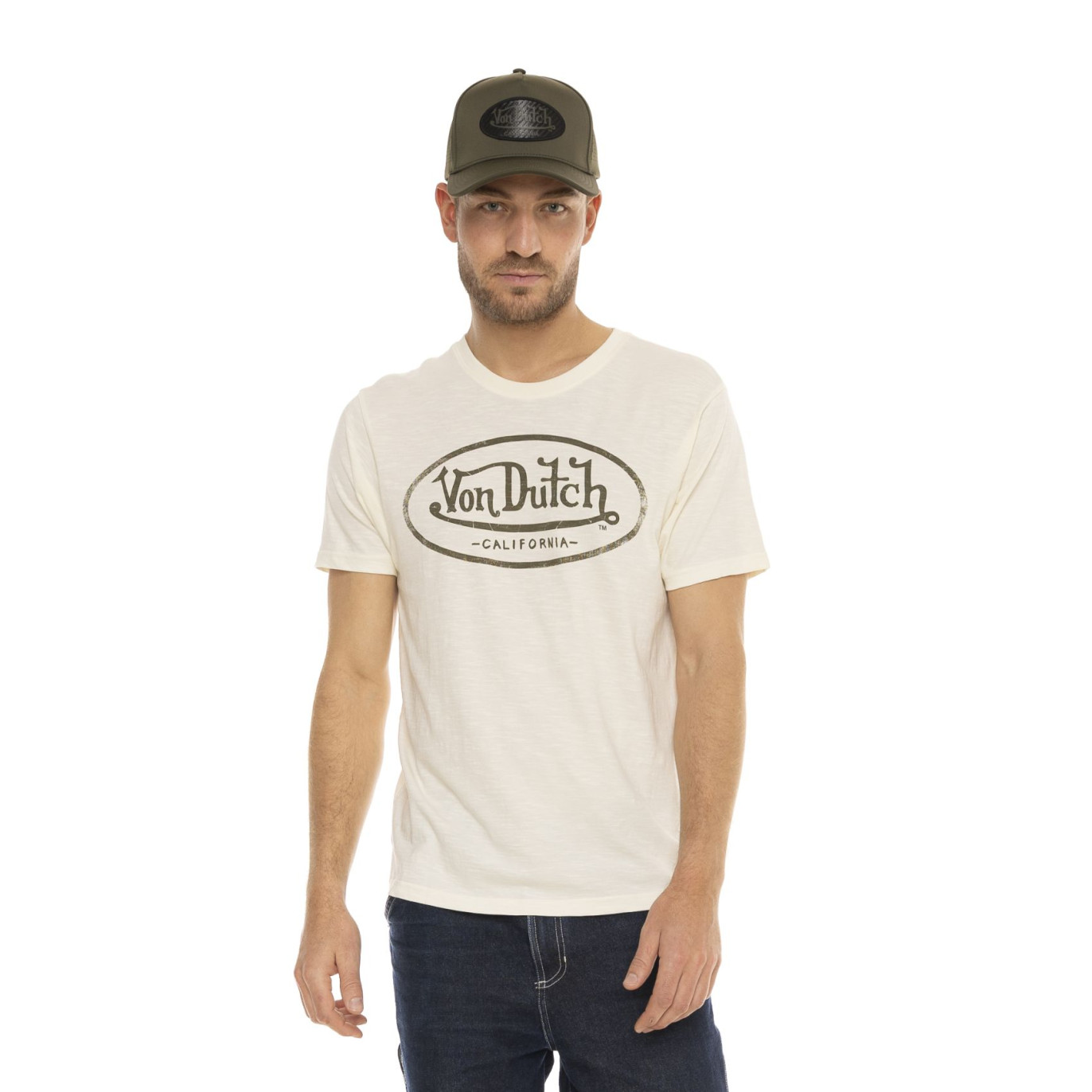 Tee Shirt Blanc coupe Régular Col rond effet Flammé BRAD | Homme - Vondutch