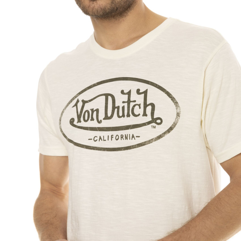 Tee Shirt Blanc coupe Régular Col rond effet Flammé BRAD | Homme - Vondutch