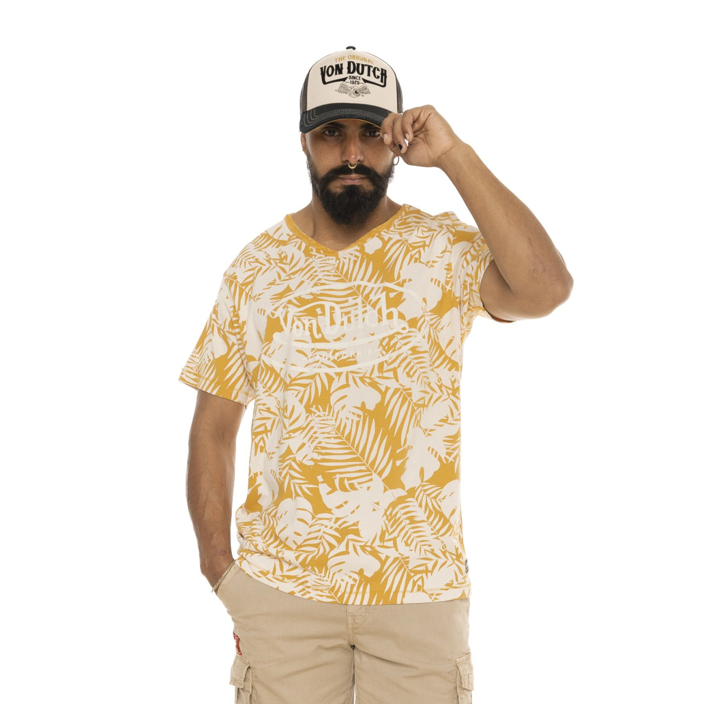 Tee Shirt Or coupe Régular Col V effet Flammé RON | Homme - Vondutch