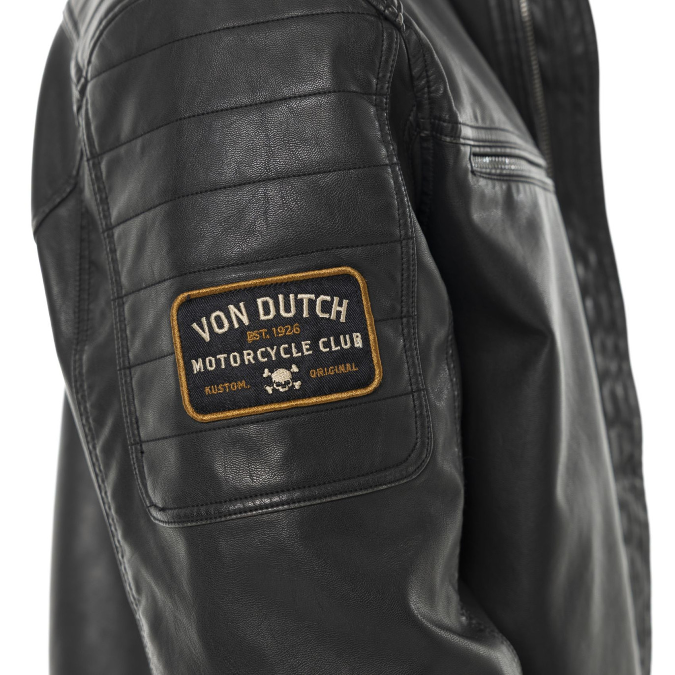 Veste Motard homme en simili poches poitrine et patchs Rider