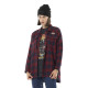 Sur-chemise femme à carreaux avec patchs Red