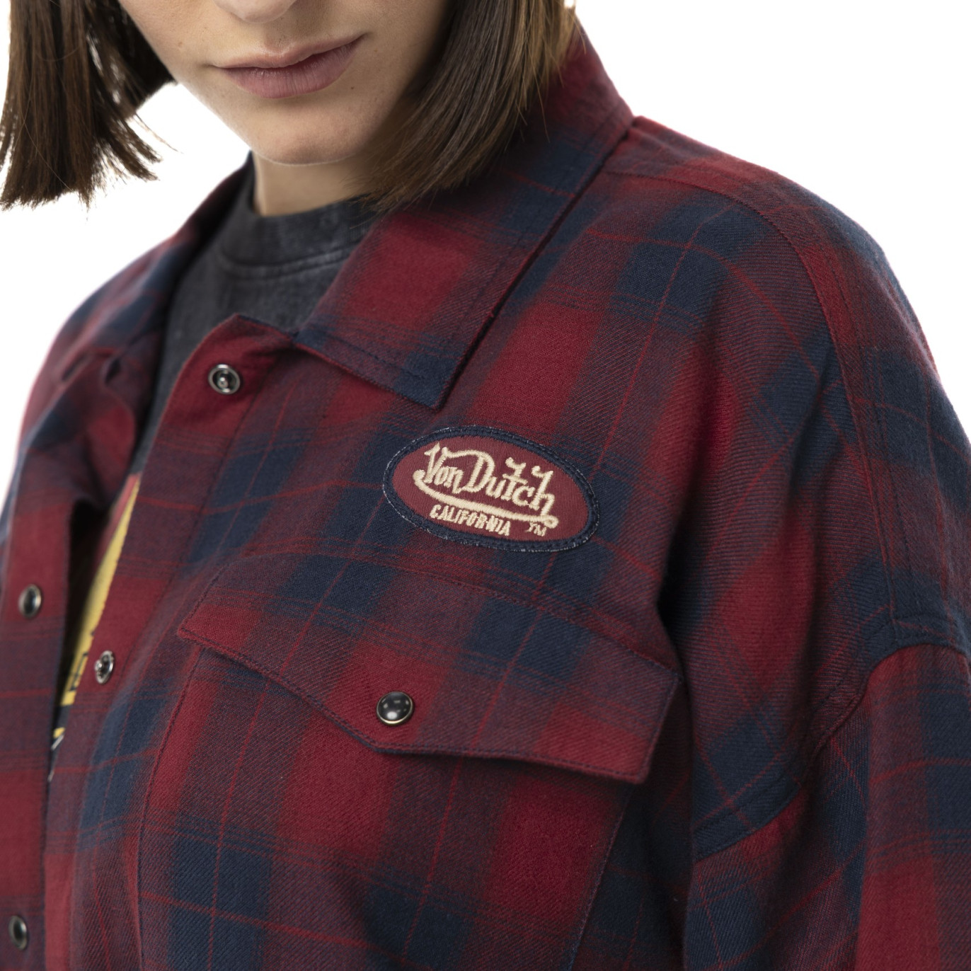 Sur-chemise femme à carreaux avec patchs Red | Femme - Vondutch