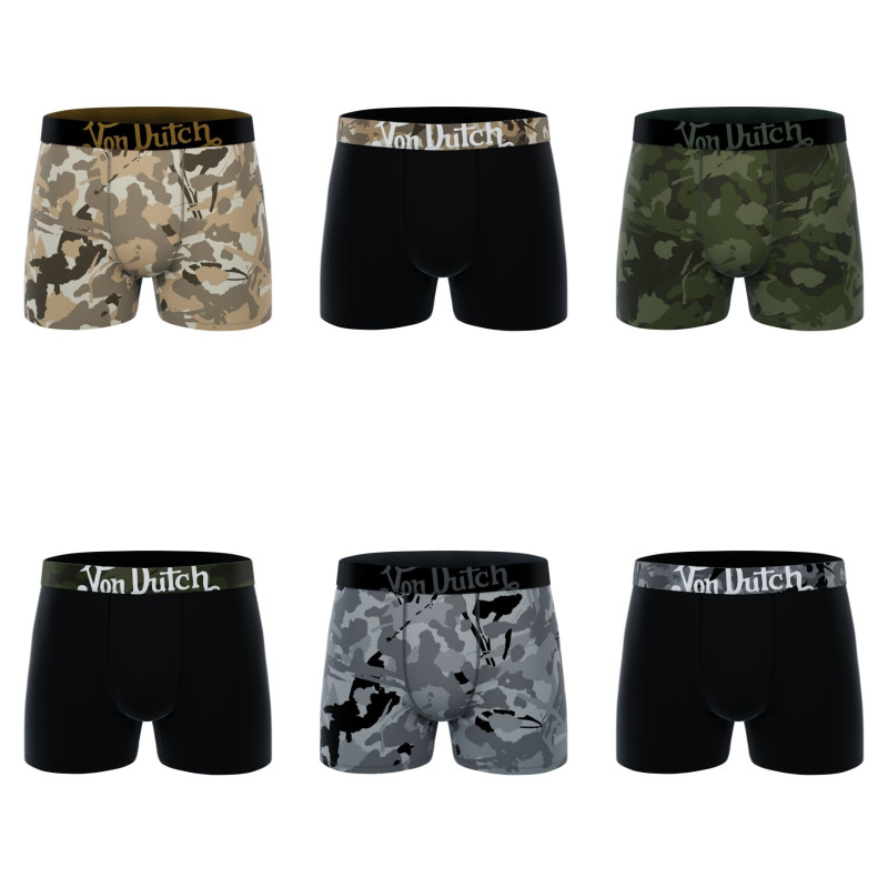 Lot de 6 boxers homme en coton ceinture subli Duo Camo