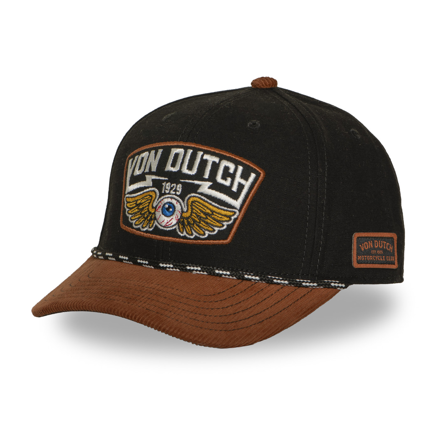 Casquette Vondutch Noire Baseball Snapback en Velours côtelé S-CURVED | Vondutch