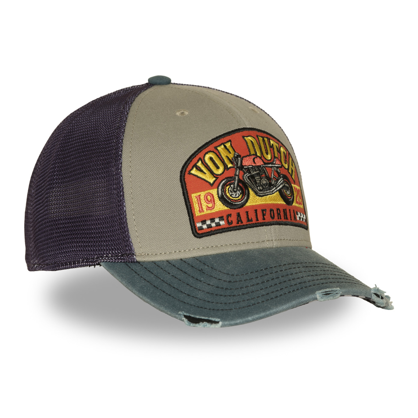 Casquette Vondutch Grise Trucker Snapback effet Usé S-CURVED | Vondutch