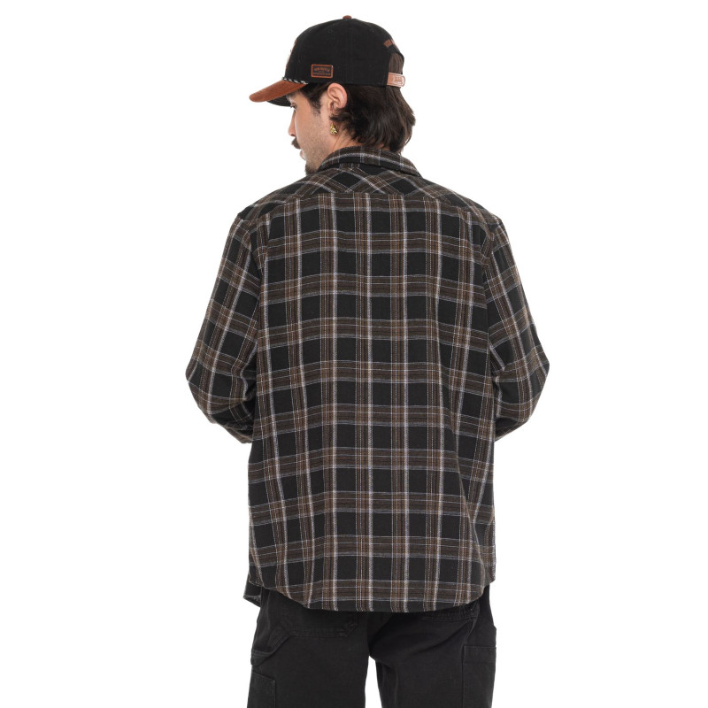 Chemise en Flanelle à carreaux coupe Régular Manches longues Noire JACK | Vondutch