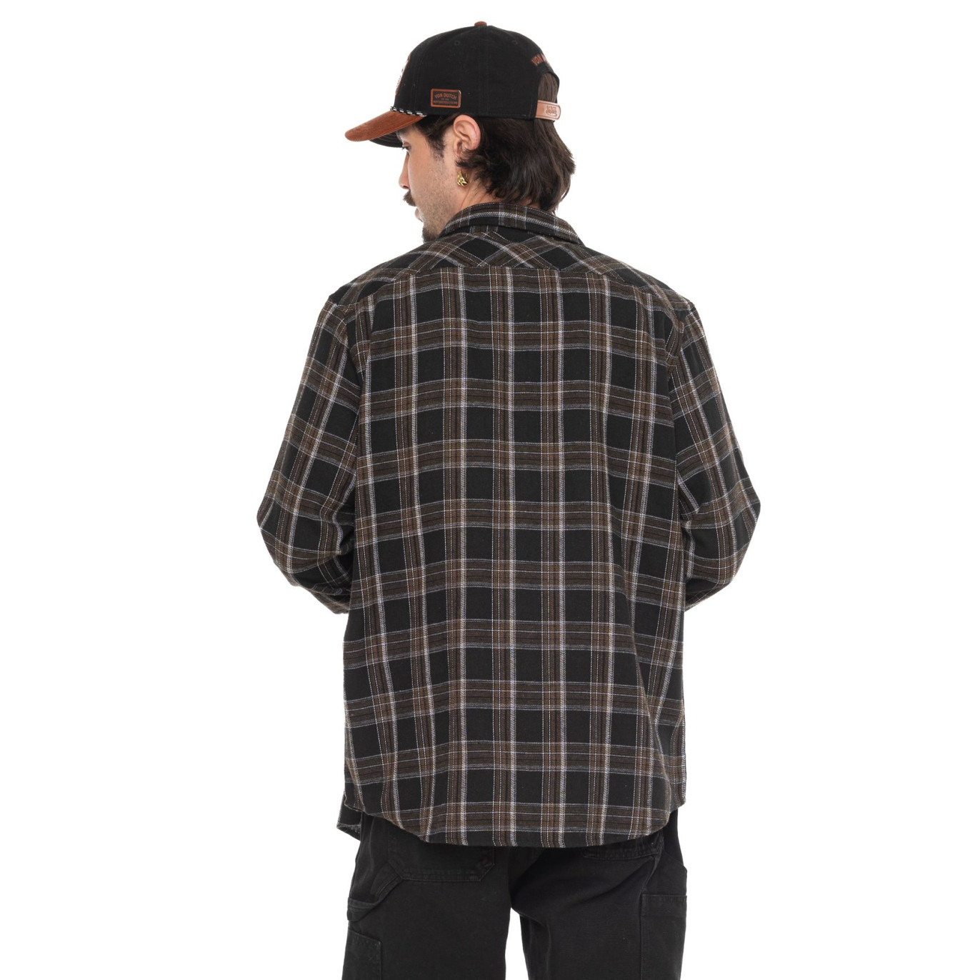 Chemise en Flanelle à carreaux coupe Régular Manches longues Noire JACK | Vondutch