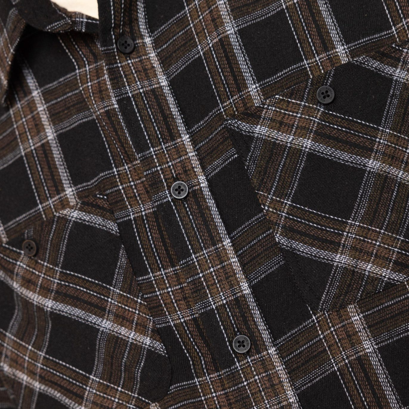 Chemise en Flanelle à carreaux coupe Régular Manches longues Noire JACK | Vondutch