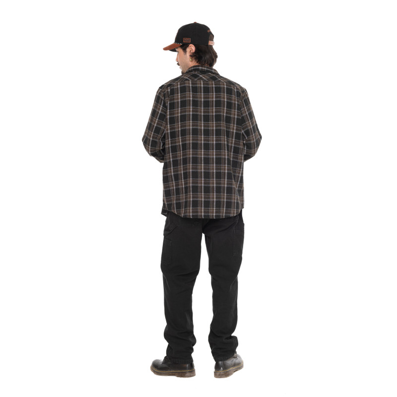 Chemise en Flanelle à carreaux coupe Régular Manches longues Noire JACK | Vondutch