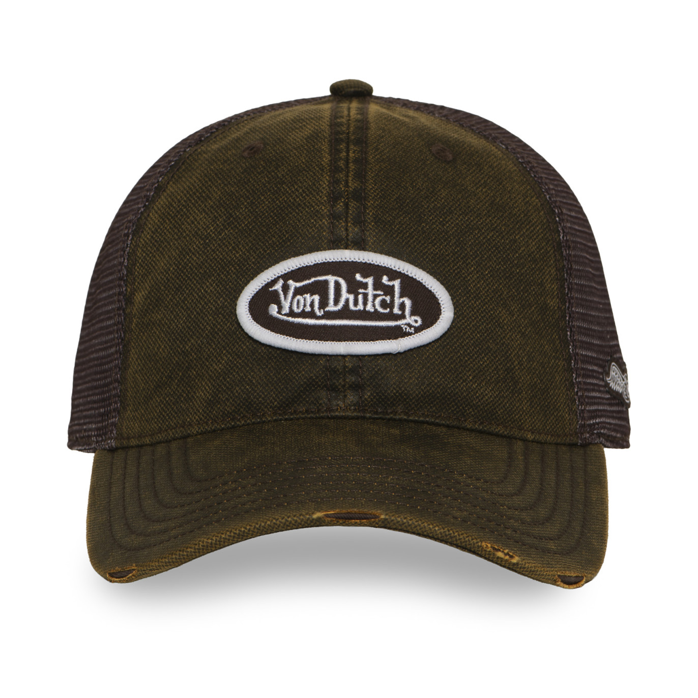 Casquette baseball usée avec filet en coton enduit et écusson Mac