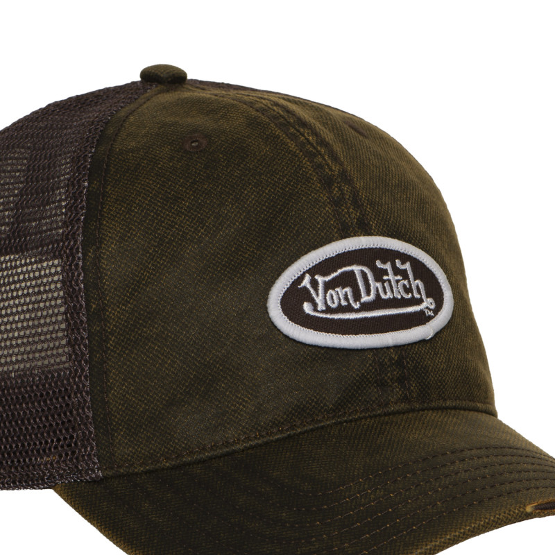 Casquette baseball usée avec filet en coton enduit et écusson Mac
