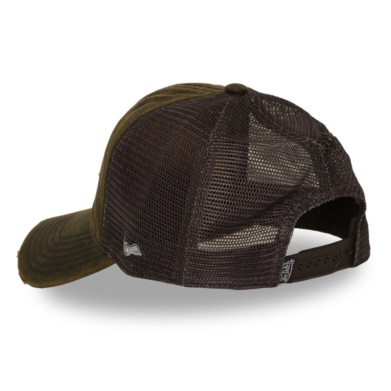 Casquette baseball usée avec filet en coton enduit et écusson Mac