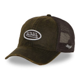 Casquette baseball usée avec filet en coton enduit et écusson Mac