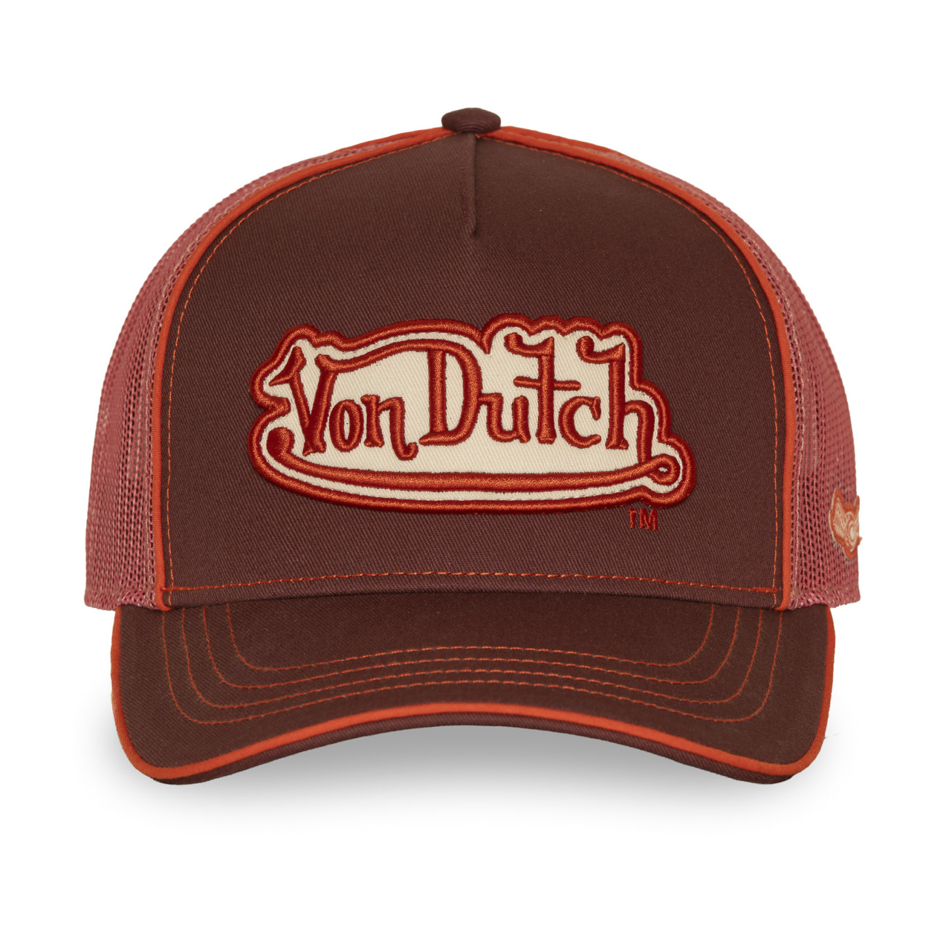 Casquette baseball avec filet et écusson brodé Corail