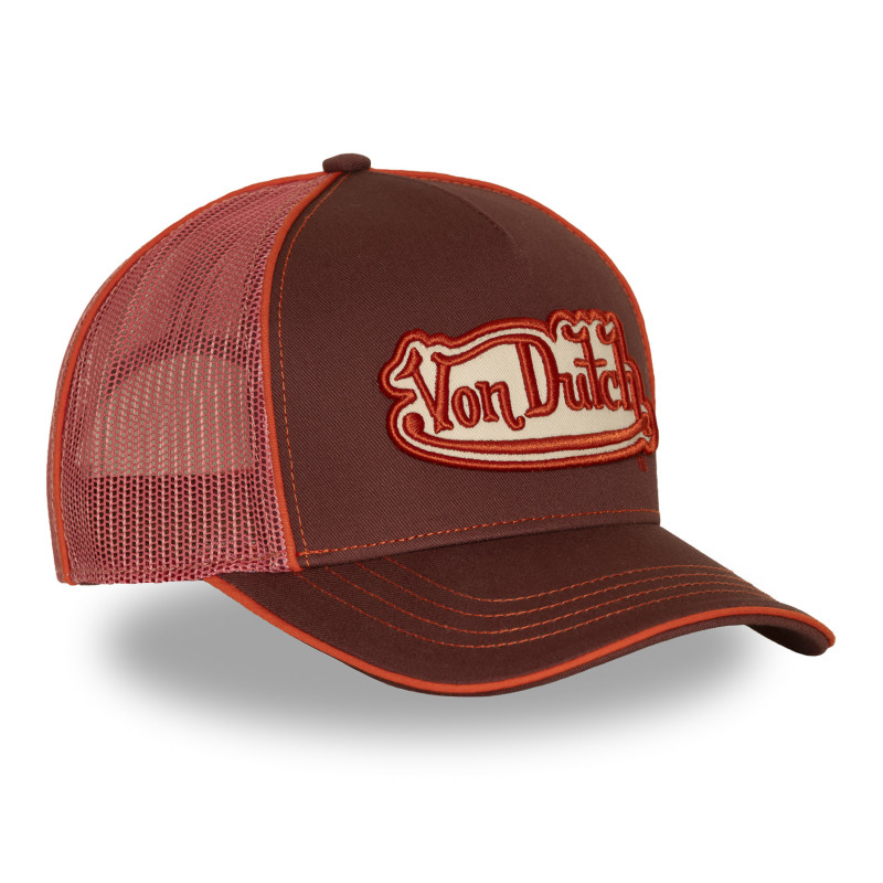 Casquette baseball avec filet et écusson brodé Corail