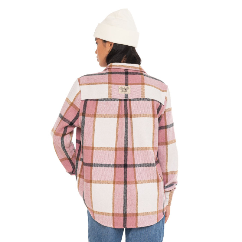 Chemise en Flanelle à carreaux coupe Régular Manches longues Rose LIZA | Vondutch