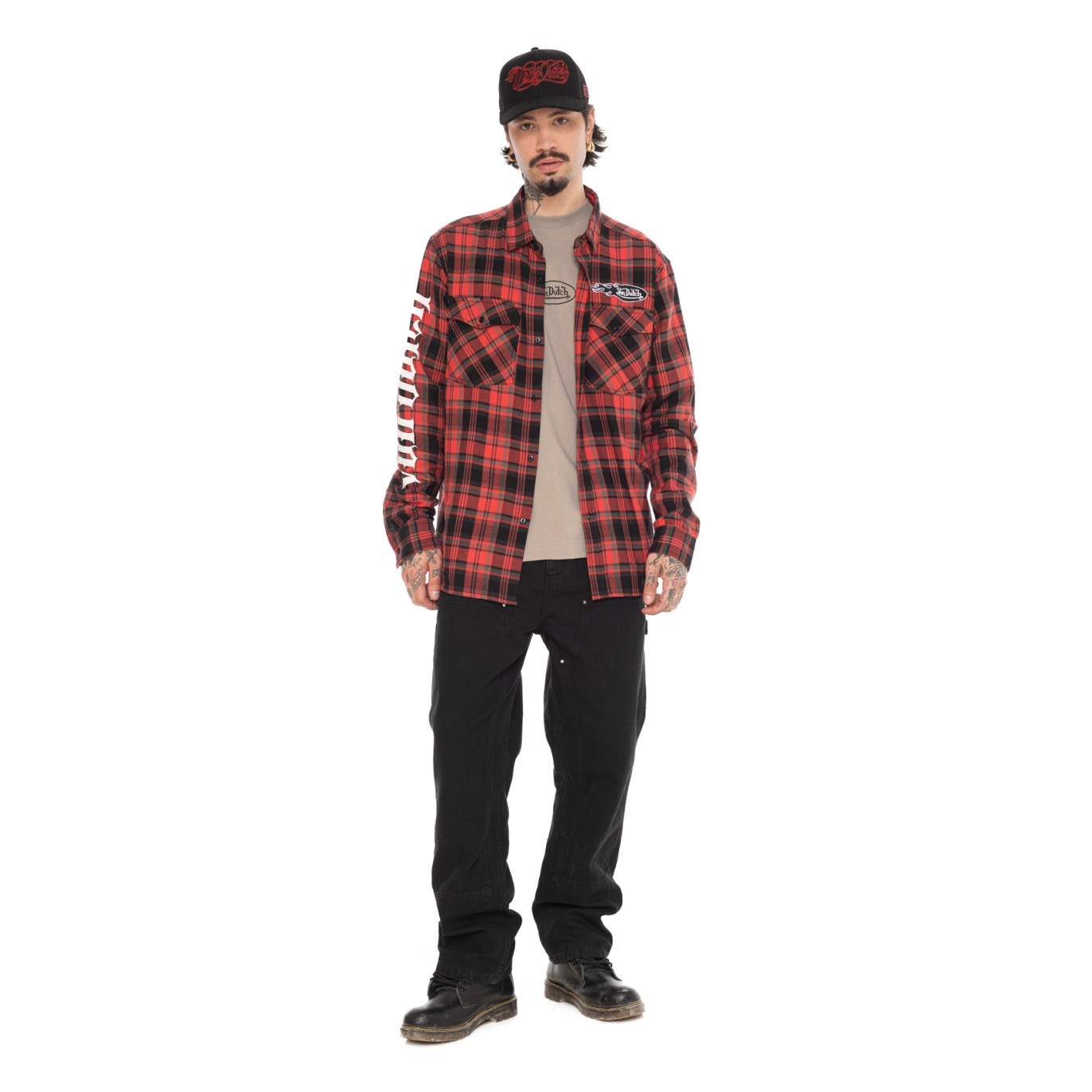 Chemise en Coton à carreaux coupe Régular Manches longues Rouge | homme - Vondutch | Von Dutch