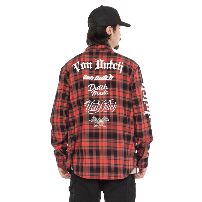 Chemise en Coton à carreaux coupe Régular Manches longues Rouge | homme - Vondutch | Von Dutch